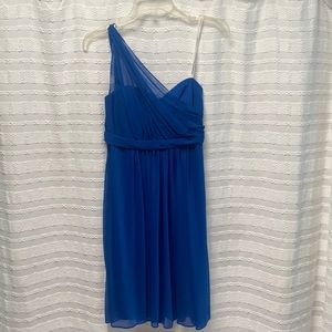 David’s bridal asymmetrical royal blue dress size 6 with breast cups sewn in